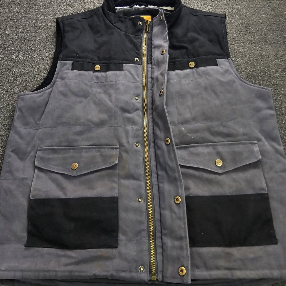 Venado Concealed Carry Vest Mens Large Canvas Quilted Work Grey Full Zip Snap - Picture 4 of 11